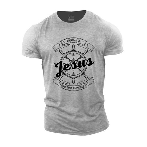 Men's When I Call On Jesus Everything Is Possible Cotton T-Shirt